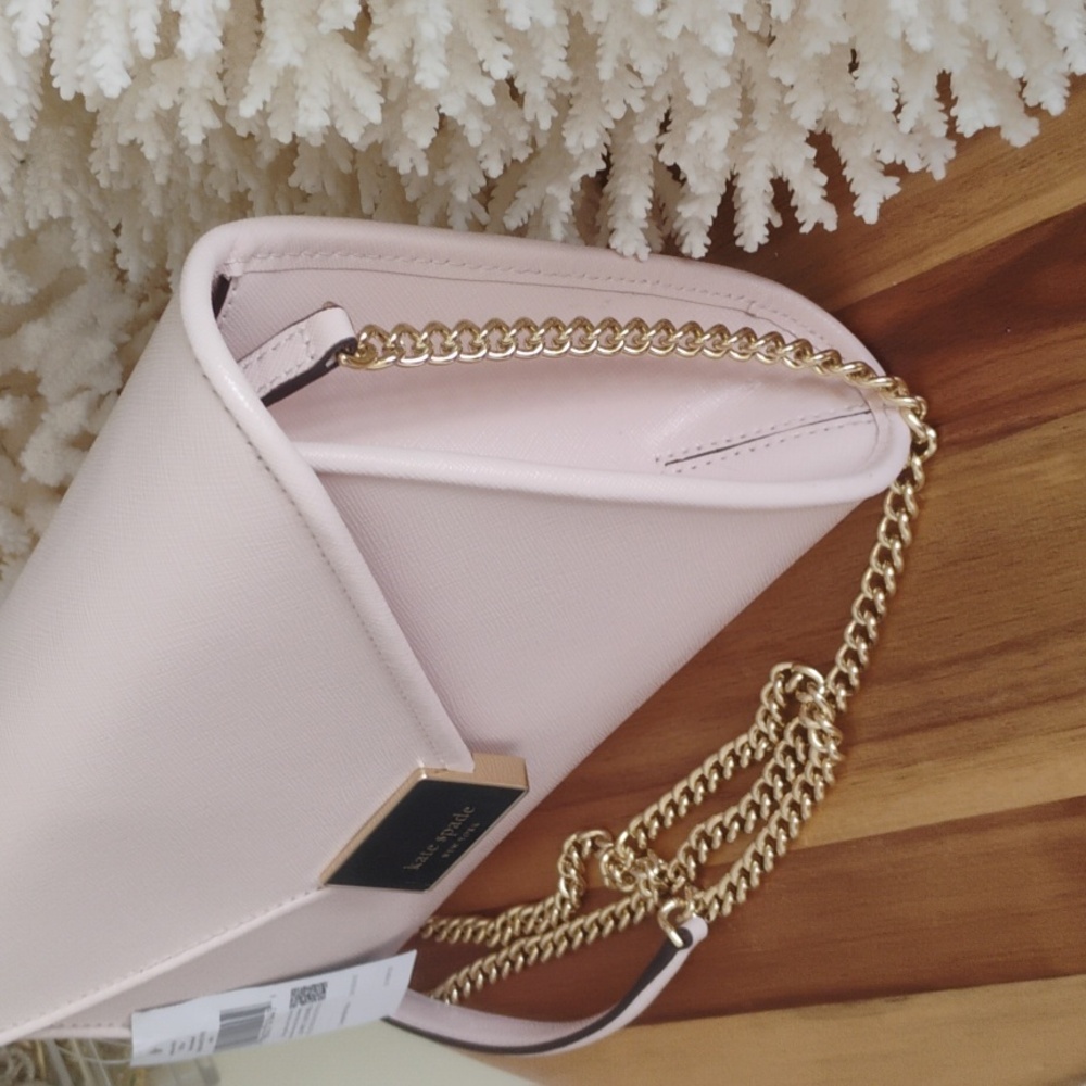 Kate Spade π₯ NWT π₯ Anna - Blush Pink Clutch with Gold Chain Crossbody Option - Picture 6 of 17
